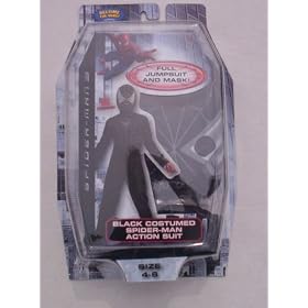 Boys Spider-man 3 Black Full Action Jumpsuit and Mask Costume Size 7-8