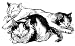 2.25 inch (58mm) Round Badge Style Fridge Magnet Line Drawing Sleeping Cats