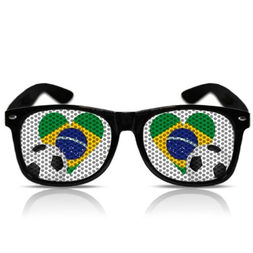 Partybrillen und Promotionbrillen Karneval Spassbrille Atzenbrille Funbrille mygafas Fanartikel WM Faschingbrille – WM Herz Brasilien (NERD schwarz)