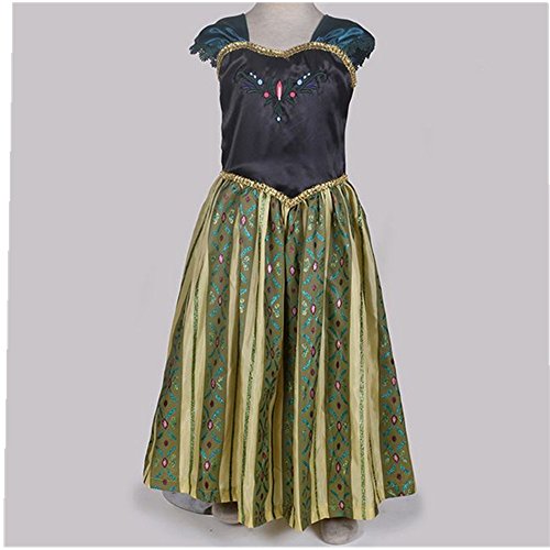 Imagen principal de Frbelle® Vestido de Princesa con 3 Piezas de Peluca Tiara Diadema Varita Mágica Disfraz de Carnaval Cumpleaños Fiesta Cosplay Halloween para Niñas de 2 3 4 5 6 8 Años