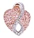 CleverSilver's Rose Gold CZ. Pink Sapphire Diamond Swoop Pave Puffed Heart Pendant