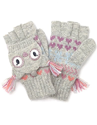 Accessorize Womens Fluffy Fairisle Owl Capped Mitten Gloves