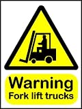 Warning Safety Sign warning Fork Lift Trucks Size 400 X 300mm Material Semi Rigid Pvc