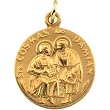 14K Yellow Gold St. Cosmos and Damian Medal - 18.00mm