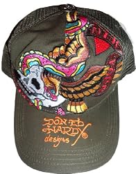 Men's Ed Hardy Hat Cap Skull and Eagle New York Dark Green