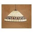 Meyda Tiffany Greek Key Pattern Beige Tiffany Glass Ceiling Pendant - MEY-36935