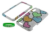 Rainbow Hearts Full Rhinestones Design Snap On Hard Case for Motorola Atrix ....