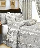 7pc King Size Gray-Blue Jacquard Comforter Bed in a Bag Set