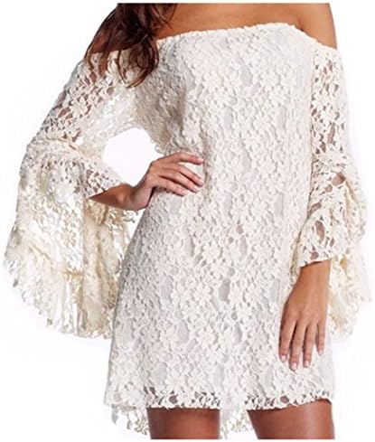 Womens Trendy Off shoulder Lace One Piece Dress (Free Size, White)