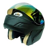 Motorcycle Street Bike Modular Filp up Full Face Adult Helmet Solid Black for Sale