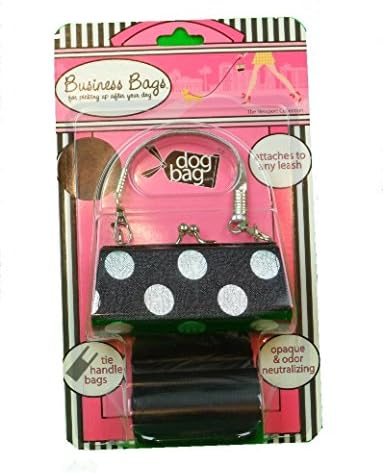 Business Bag Doggie waste bag dispenser (Purse) black purse with silver polka dots Bundled with 16 Refill Rolls