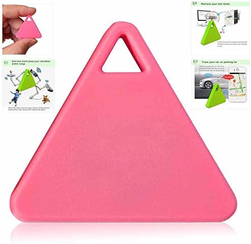 SHZONS Triangle Bluetooth 4.0 Anti-Lost Anti-theft Seeker Alarm Key Finder Tracker Self-portrait Timer for iPhone 6 6 Plus,Samsung S5 S6 Edge(Pink),Great for Pets,Bags,Suitcase,etc.