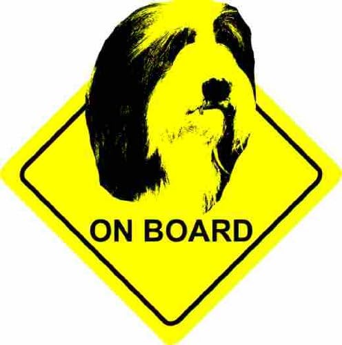 Bearded Collie Dog - On Board Car Sticker Sign / Window Decal Bumper