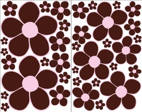 Brown with Pink Center Daisy Flower Wall Stickers, Decals, Decor