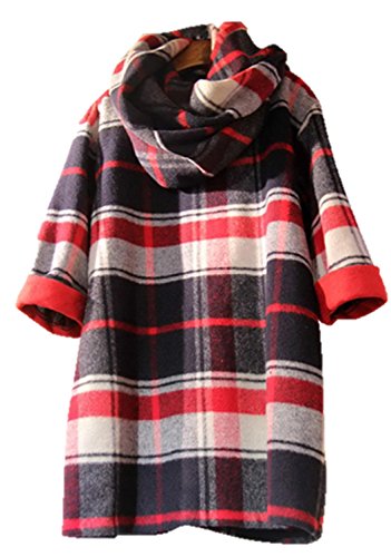 ワンピース チェック柄 タータンチェック フランネル ゆったり 体型カバー 7分袖  ラウンドネック 長袖 カジュアル クラシックレトロ 秋冬 クマのぬいぐるみ付き K-1438