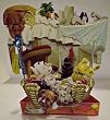 3-D Santoro Graphics Swing Card / Greeting Card - Red Card With Dogs in a Basket Sleep and Playing
