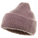 American Mohair Rib Cuff Beanie - Pink W16S37B