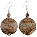 EXP Handmade Brown Zebra Jasper Dangle Earrings With Antiqued Silver Beads