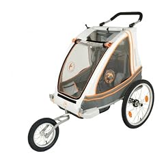 Blue Bird Jogger Zweisitzer Dual Stahl , gefedert , Wei� Orange Grau, 2-in-1 Kinderanh�nger 2011