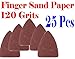 Pack 25 Sandpaper 120 Grits Sand Paper Finger Detail w/ Oscillating Multi Tool Saw Blades for Fein Multimaster Bosch Multi-x Craftsman Nextec Dremel Multi-max Ridgid Dremel Chicago