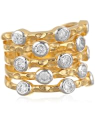 Gold Plated 5-Row Cubic Zirconia Ball Ring, Size 7