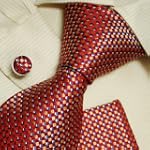 SAVE $50 - Red Theme neck ties christmas gifts for dad accessories silk tie cuff links handkerchiefs set H5117 $29.99