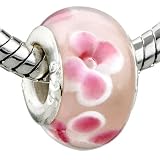 Pink Flower Pattern European Beads - Pandora Bead & Bracelet Compatible