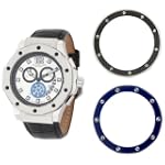 Stuhrling Original Men's 160F.332U52 Apocalypse Trifecta Interchangeable Bezel Silver Dial Watch