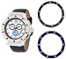 Stuhrling Original Mens 160F.332U52 Apocalypse Trifecta Interchangeable Bezel Silver Dial Watch