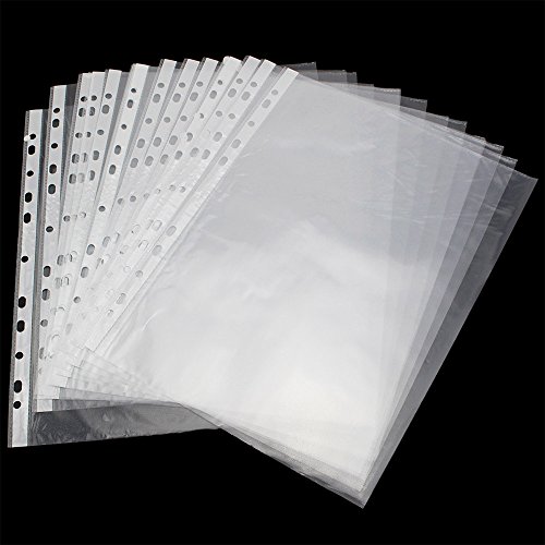 Super Clear A4 Size 11 Holes PP Loose Leaf Sheet Protectors, Pack of