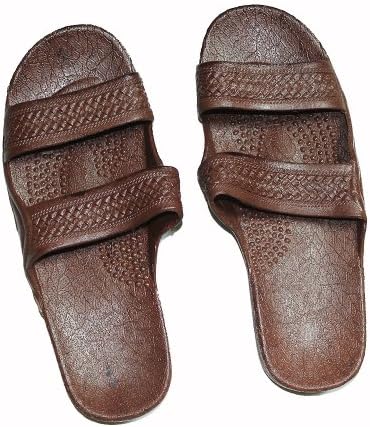 Brown Rubber Slide on Sandal Slippers Double Strap for Men