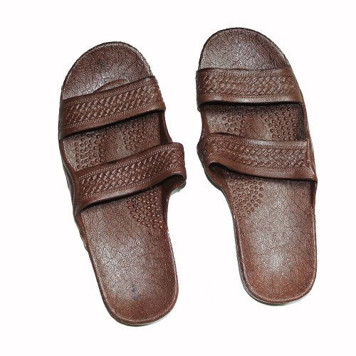 Brown Rubber Slide on Sandal Slippers Double Strap for Men