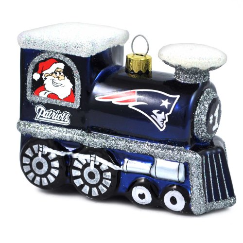 NFL New England Patriots Blown Glass Train Ornament