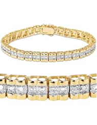 18k Gold Over Sterling Silver 1.00 ctw Diamond Classic Link Bracelet
