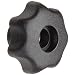 Morton Glass Fiber Reinforced Polymide Multiple Lobe Knob, Fluted Rim, Threaded Hole, M8 Thread Size x 13mm Thread Length, 40mm Diameter (Pack of 5)