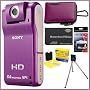 Sony MHSPM1/V Webbie HD MP4 and 5MP all-in-one Camera in Violet + Accessory Bundle