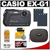 Casio Exilim EX-G1 Endurance Shockproof / Waterproof Digital Camera (Black) + 2 Batteries + Case + Accessory Kit