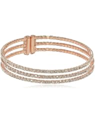 Oroclone "Crystal Set" Plated 3 Row Gap Bangle Bracelet, 2.36"