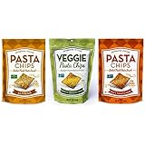 Vintage Italia Authentic Italian Baked Fresh Pasta Chips 3 Flavor Variety Bundle: (1) Authentic Italian Spicy Tomato Herb Baked Pasta Chips, (1) Authenic Italian Alfredo Baked Pasta Chips, and (1) Authentic Italian Spinach Broccoli Kale & Sea Salt Baked Pasta Chips, 5 Oz. Ea. (3 Bags Total)