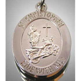 St. Christopher "RIDE WITH ME" Motorcycle Medal--Keychain, BH010