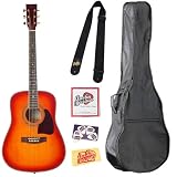 Barcelona D-200 Full-Size Dreadnought Acoustic Guitar Bundle with Gig Bag, Strap, Strings, Pick Card, and Polishing Cloth - Cherry Sunburst