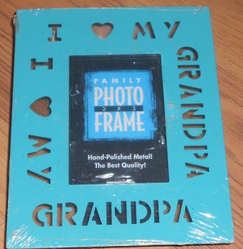 I Love My Grandpa Metal Photo Frame 2x 3 (Teal)
