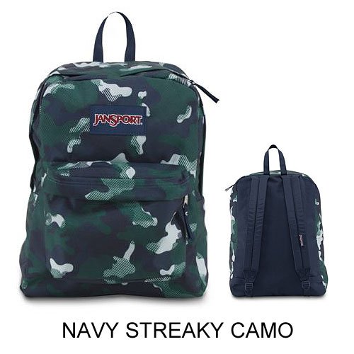 JanSport Backpack Multi Tone SUPERBREAK, SUPER FX, California Bear Various Style! Bag_Style: NAVY STREAKY CAMO