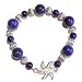 The Black Cat Jewellery Store-Lapis Lazuli & Fluted Silver Bead Bracelet 21cm