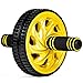 Crown Sporting Goods Ab Wheel with Dual Non-Skid Wheels and No-Slip Comfort Grips, Yellow