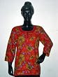 Red Cotton Floral Print Tunics Womens Shirts Tops Indian Kurtis Size M