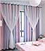 Yancorp Room Darkening Blackout Curtains with Grommets Kids Lace Drapes Star Double Layer Window Panels with Tie Backs Bedroom Living Room (Pink Grey, W52 X 84