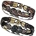 FIBO STEEL.Vintage Alloy Braided Leather Bracelet for Men Wrist Rope, 8.5 inches