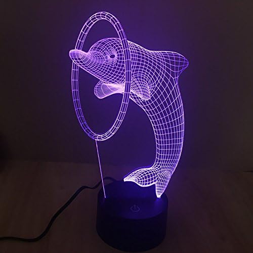 Prong 3D Glow illusion Dolphin LED Modern Nightlight 7 Color Change USB Touch Acrylic Table Desk Lamp Art Unique Light Effects Home Decoration Kids' Best Gift