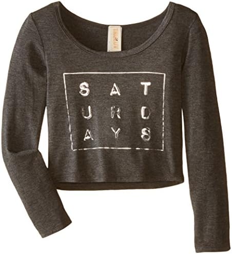 Truluv Big Girls' Saturdays Long Sleeve Tee, Grey, 14